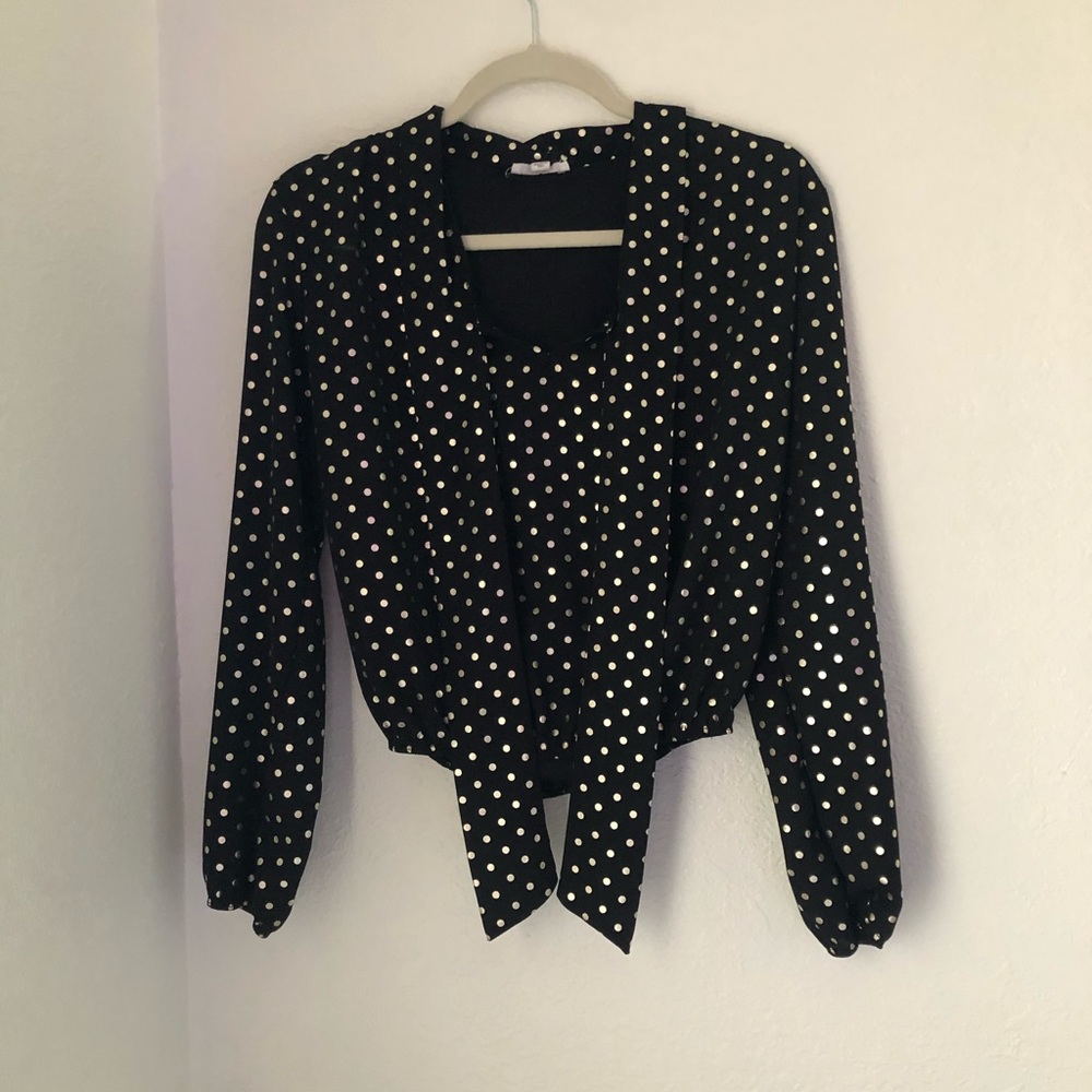 A'gaci gold polka dot blouse